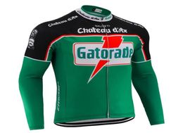 Gatorade Green Men Long Sleeve Retro Cycling Jersey Thermal Winter Fleece Autumn No Fleece Biking Clothing MTB Bicycle Wear Jers512597438