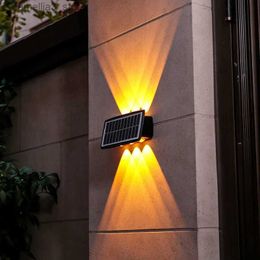 Solar Wall Lights Solar Wall LED Light Outdoor Garden Decoration Wall Lamp High Brightness Up And Down Luminous Lighting Outdoor Solar LED Lamp Q231109