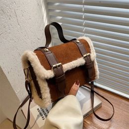 Evening Bags Autmn Winter Women Crossbody/shoulder Bag Lamb Plush Velvet Bag Lady Small Square Handbag French Korea Style 231108