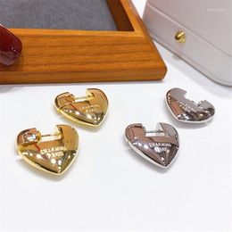 Stud Earrings High Quality Letter Heart Style Clip Vacuum Plating Gold Silver Sheet Steel For Women Fashion Name Jewellery