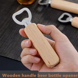 Wooden handle Beer Bottle Opener Stainless Steel Solid Wood Kitchen Tool Wooden Bottle Openers LT624