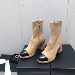 Stivaletti in pelle autunnali e invernali firmati stivaletti da donna classici di marca con cerniera Stivaletti elastici moda scarpe da donna taglia 35-41