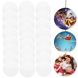 Christmas Decorations Sublimation Ceramic Blank 25pcs Round Blank Ceramic Ornament Christmas Ornament Porcelain Blank Ornaments For Print DIY Gift 231109