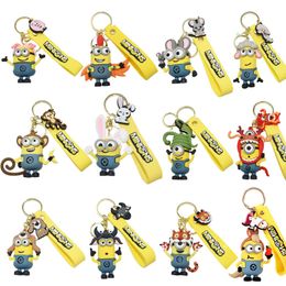 keychains designer Explosive cartoon minions 12 zodiac series key chain for woman fashion couple bag hanging creative car key ring