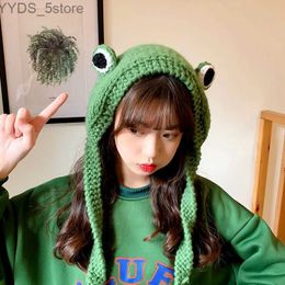 Beanie/Skull Caps Cute Ladies Frog Hat Beanies Knitted Winter Hat Skullies Knitted Hat Cap Costume Accessory Gifts Warm Winter Bonnet YQ231108