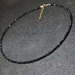 Chains Fashion Brand Simple Black Beads Short Necklace For Women Crystal Strand Choker Necklaces Holiday Ladies Party Jewellery 2023