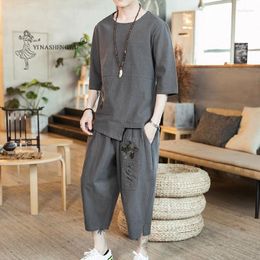 Ethnic Clothing Japanese Kimono Embroidered Menswear Pants Short-sleeved T-shirt Suits Men Japan Printed Shorts Cardigan Harajuku Clothes