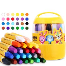 Crayon 12/24 Colours Wax Crayon Pencil Children's Colour Pen Washable Crayons Cute Animal Barrel Set For Kids Birthday Stationery Gift 231108