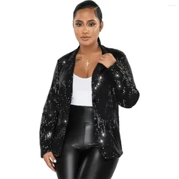 Women's Suits DEARIRIS Evening Sparkle Sequins Open Front Long Sleeve Blazer Jacket Coat