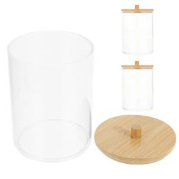 Toothpick Holders 3 Pcs Cotton Swab Cases Desktop Storage Box Pad Holder Bamboo Organizers 231108