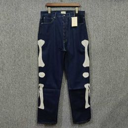 Japanese Fashion Brand Kapital Skeleton Bone Embroidery Hirata Hehong Men's Loose Casual Jeans