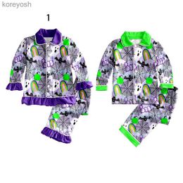 Pajamas New design pajamas set Halloween pattern sleeping long sleeve pants two-piece brother and sister suitL231109