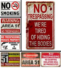 Funny Designed Warning Metal Painting NO trespassing Violator Survivors will be s again Retro Plate sign vintage tin plates wal6663950672