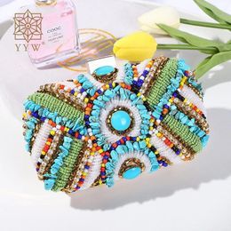 Evening Bags Bohemia Beading Clutch Bag Contrast Colors Summer Hand Wedding Bridal Party Purse Pochette Femme 231108