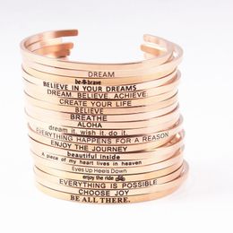 Bangle A-c Initial Rose Gold 2023 Bracelets For Women Inspirational Gifts Girls Motivational Birthday Cuff Friendship