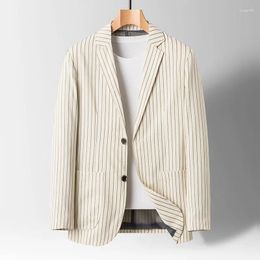 Men's Suits 2023 Striped Sun Protection Suit Jacket Spring And Summer Youth Business Casual Thin Double Buckle Blazers