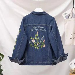 Women's Fur Faux Fur Fdfklak Plus Size Women Fashion Embroidered Denim Jacket Women Spring Autumn S-5XL Loose Casual Jacket Clothes Chaqueta Mujer 231109