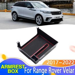 Car Organiser For Land Rover Range Rover Velar L560 2017~2022 Armrest Storage Box Centre Console Flocking Organiser Containers Car Accessories Q231109