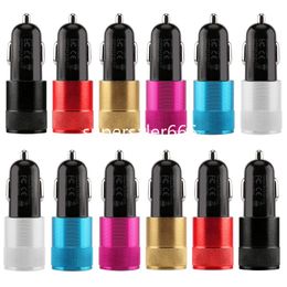 Dual usb ports Car charger Alloy Power adapter Chargers for iphone 15 14 11 12 13 Samsung Lg S1 pc mp3