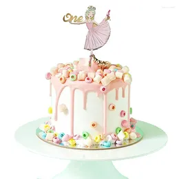 Festive Supplies Gold Acrylic Birthday Cake Topper Dance Girl One Year Old Party Gift For Baby Shower Dessert Decoration