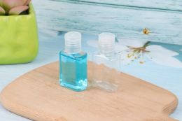 wholesale 30ml hand sanitizer PET plastic bottle with flip top cap square bottles for cosmetics Essence All-match