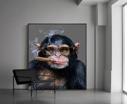 Macaco fumando cartazes gorila arte da parede fotos para sala de estar impressões animais moderna pintura em tela decoração casa pintura parede 8068981