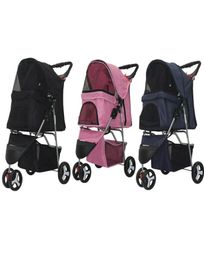 3 Wheels Pet Stroller Cat Dog Cage Jogging Stroller Travel Folding Carrier Safe4289881