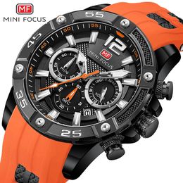 Wristwatches MINI FOCUS Chronograph Watch Brand Luxury Analogue Quartz Sport Men Watches Mens Silicone Waterproof Date Fashion WristWatch 0349 231109