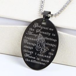 Pendant Necklaces Europe And America Titanium Steel Cross Stainless Tag Neutral Handsome Necklace Prayer Jesus Scripture