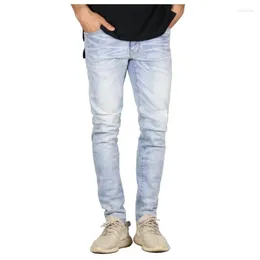 Men's Jeans Men Light Blue Stretch Skinny Fashion Casual High Street Denim