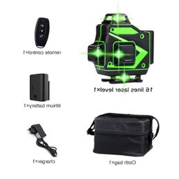 16 Lines 4D Green Laser Level Auto Self-Leveling 360 Horizontal And Vertical Cross Wireless Remote powerful Be Jqhov