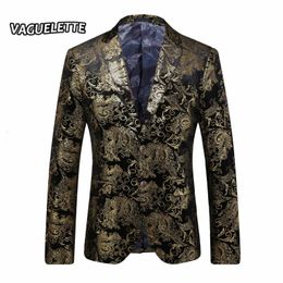 Men's Suits Blazers Plus Size Gold Blazer For Men Slim Fit Golden Paisley Floral Pattern Men Suit Jacket Luxury Fashion Mens Blazer Designs M-4XL 231108