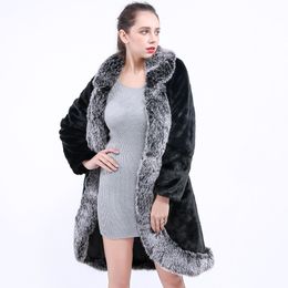 Women Faux Fur Coat Winter Plus Size Russian Thick Furry Jacket Cozy Maxi Fur Coat Fluffy Loose Warm Overcoats Long Coats T191209