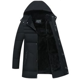 Mens Down Parkas Men Winter Cotton Padded Jacket Thick Warm Casual Windproof Waterproof Fleece Coats Hooded Plus Velvet Outwear Clothing 231109