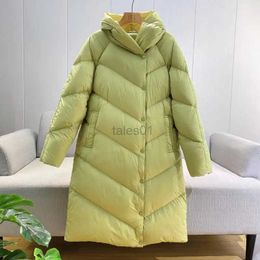 Women's Down Parkas Light Down Jacket Women 2023 Winter New Medium Long Hooded Loose Solid Color High-End Fashion 90 White Duck Down Coat Female zln231109