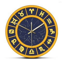 Wall Clocks Horoscope Circle Astrology Sign Clock Kitchen Astronoy Constellation Modern Design Acrylic Large Watch Non Ticking