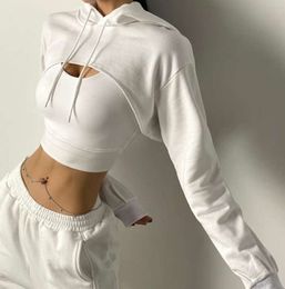 New style Yoga Outfit Women Fitness Crop Top Cotton Sports Shirts Long Sleeves Hoodie Sweatshirt Gym Workout T-shirts