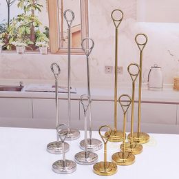 Party Decoration Gold Sliver Stainless Circle Steel Table Number Place Card Holder Menu Stand For Wedding Restaurant Home
