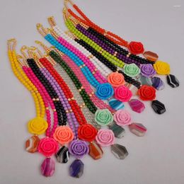 Necklace Earrings Set Simple Pink Glass Pearl African Female Wedding Dress Accessories Nigerian Bride Jewelry SJ-111