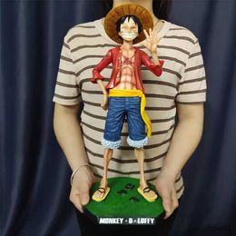 Anime 42.5cm One Piece Hat Monkey Large Big Anime Figures Doll Statue Model Ornament Decorative Toy Gifts R231109