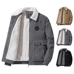 Mens Jackets Winter Men Jacket Casual Corduroy Parka Warm Thickened Fleece Fashion Pocket Windproof Coat Streetwear 231109