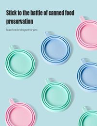 Pet Bowls Universal Silicone Sealed Lid reusable Keep fresh Cover Feeding Spoon Set Canned Spoon Can Opener Dog cat Wet Food7901556