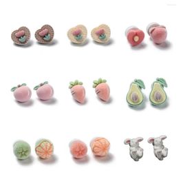 Stud Earrings Kissitty 8 Style Cute Fruit Flocky Velvet For Women With Silver Color Pin Accessories Jewelry Finding