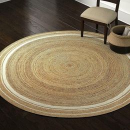 Carpets For Living Room Decoracion Jute Round Rug Natural Braided Style Reversible Modern Area RugCarpets