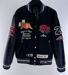 Giacca da uomo di design Moda Uomo Capispalla in pelle Patch vintage Varsity Bomber Cappotti Giacche da uomo Tigre nera Lettera Ricamo Locomotiva