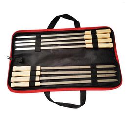 Tools 8Pcs Kabob Skewers Metal Wooden Handle Reusable Flat Long Barbecue