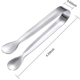 Stainless Steel Ice Tongs with Smooth Edge, Cube Sugar Tongs for Tea Party, Coffee Bar, Food Serving LL