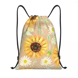 Shopping Bags Custom Sunflowers And Daisies Drawstring For Training Yoga Backpacks Women Men Floral Flower Sports Gym Sackpack