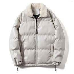 Men's Jackets Mens Lightweight Warm Jacket Winter Coat With Hood Fall And Solid Color Lapel Fleece Zipper Double Side