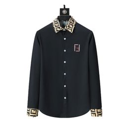 Men's top designer business leisure shirt, embroidered printing picture and text long-sleeved shirt, luxury essence shirt, reasonable price, size to actual size.